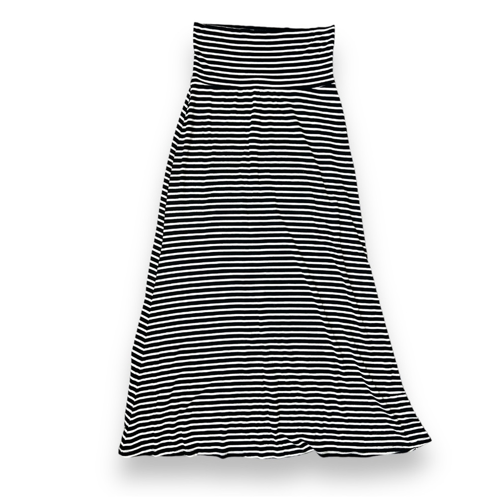 Lily White Black & White High Waist Striped Maxi Skirt | Size M